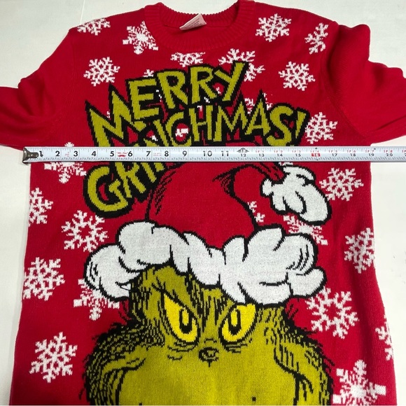 Red Grinch Christmas Sweater. Size Medium. Dr.Suess. Whimsical. Preowned. - Picture 5 of 8